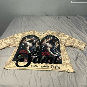 Graphic Men's Tee - Tan cropped tee evil or faith Byks